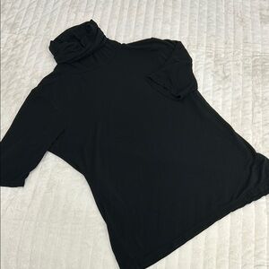 INC PM Chic Black Turtleneck shortsleeved Top